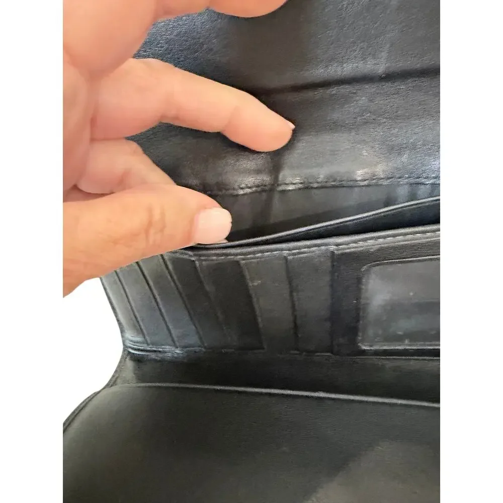 COACH Vintage Hampton Black Leather Trifold Wallet Y2K 90’s
